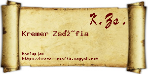 Kremer Zsófia névjegykártya