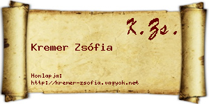 Kremer Zsófia névjegykártya